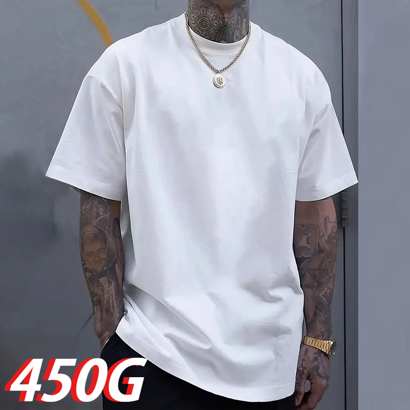 Schwarzes 450g Schweres Baumwo – Undershirt Crew Neck Bewertung und Preis