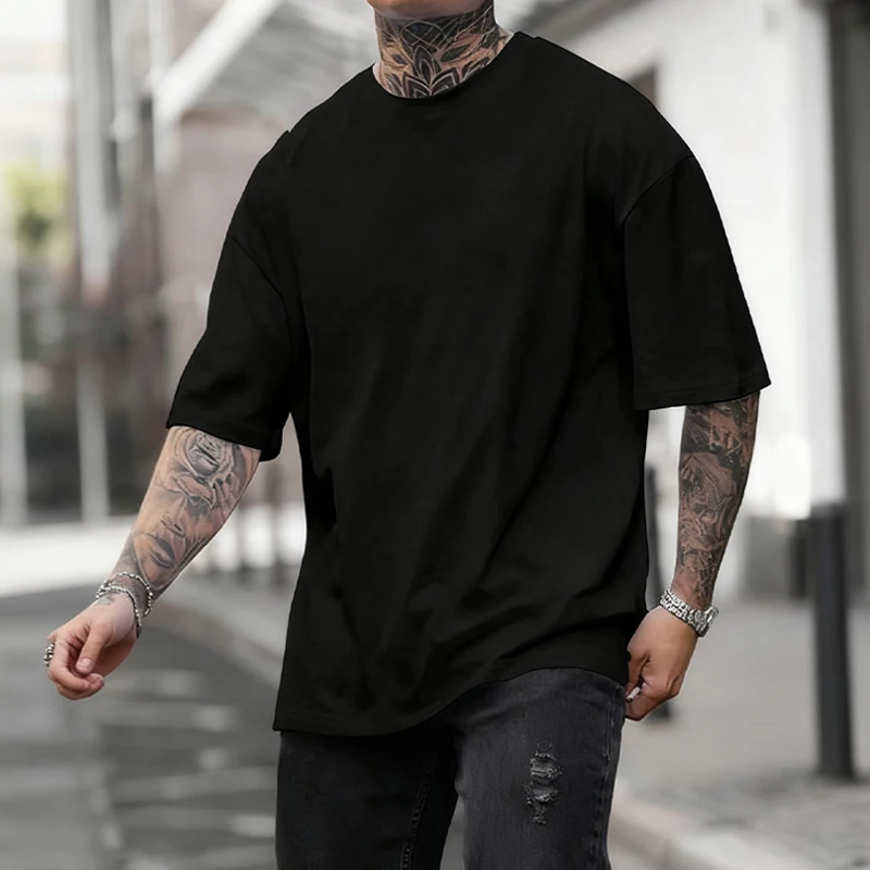 Schwarzes 450g Schweres Baumwo – Undershirt Crew Neck Bewertung und Preis